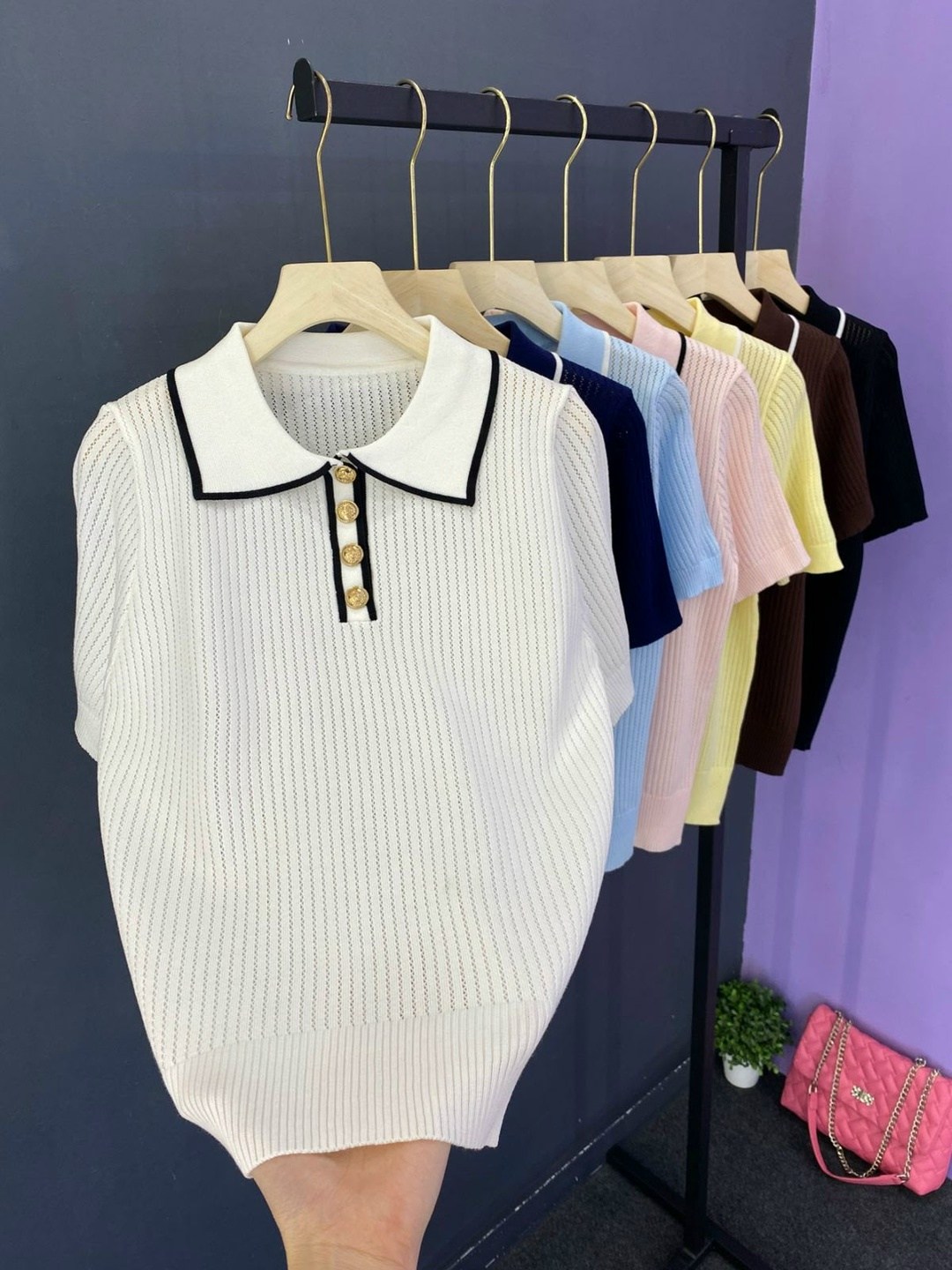 кофточки,кофта женская,кофточка на замке,вязаная футболка поло на пуговицах kosheleva 365142408,кофта поло с пуговицей