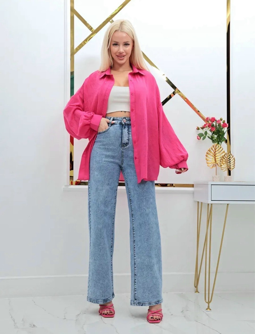 джинсы широкие,джинсы женские,джинсы палаццо,джинсы широкие с высокой посадкой vailo,джинсы широкие с высокой посадкой kenchin