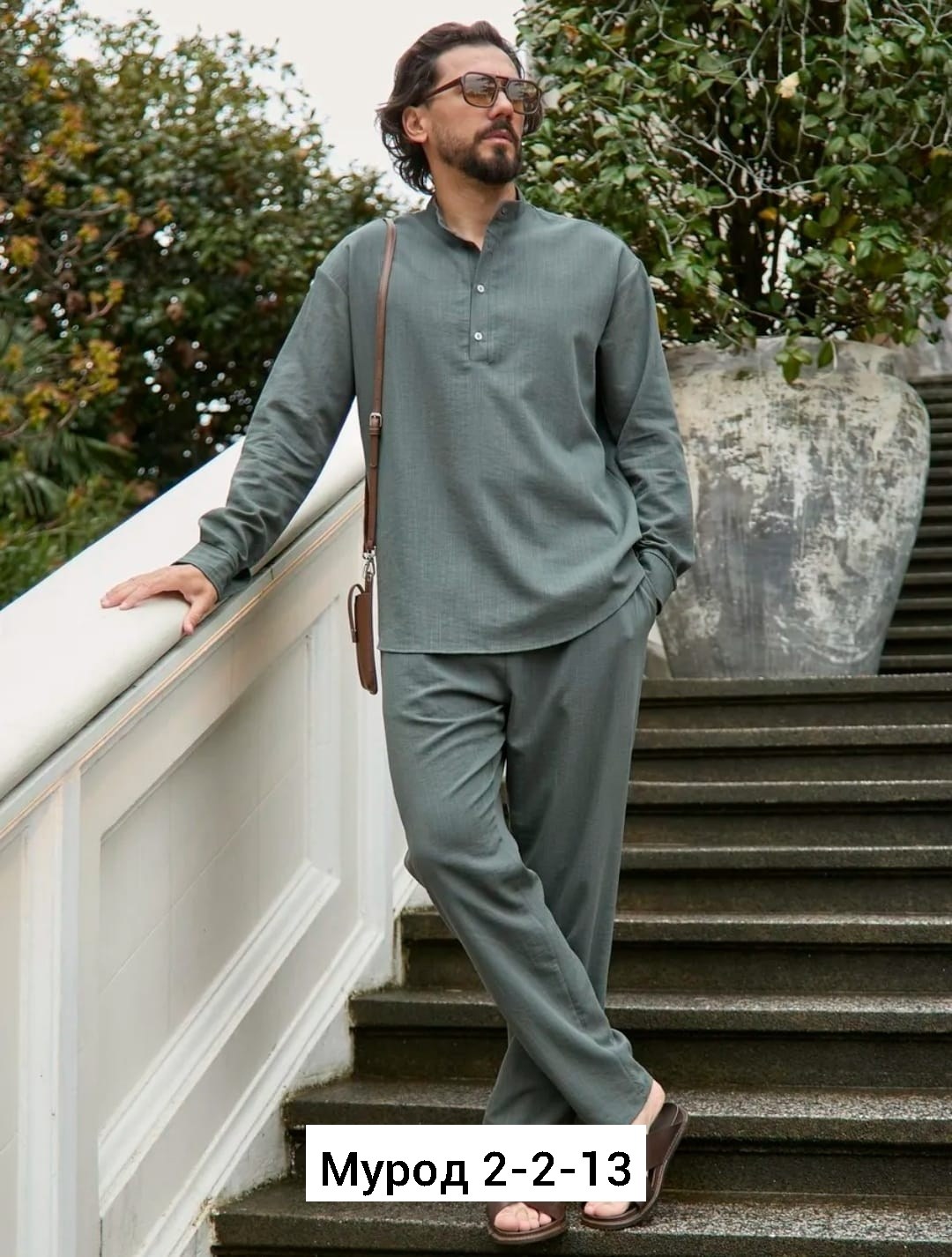костюм мужской летний,костюм летний рубашка с брюками хаки муслин relofsye,костюм для мужчин,мужской повседневный костюм,мужской костюм двойка