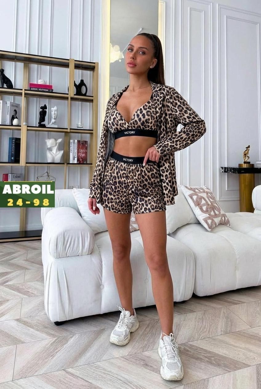 костюм леопардовый,пижамный двойка комплект с леопардовым принтом,леопардовый костюм с шортами,женский костюм,летний костюм