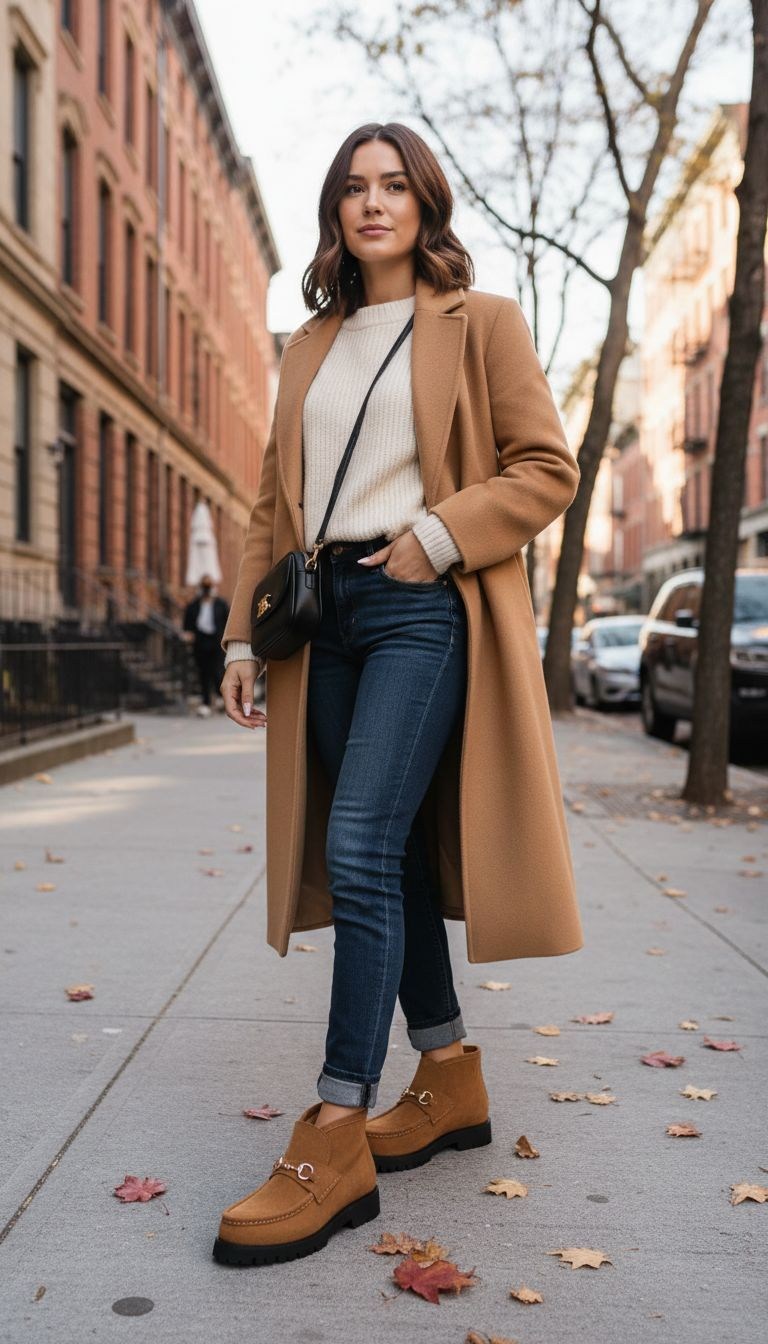 camel coat outfit,образы с бежевым пальто,модное пальто,модный образ с пальто,camel coat outfit casual