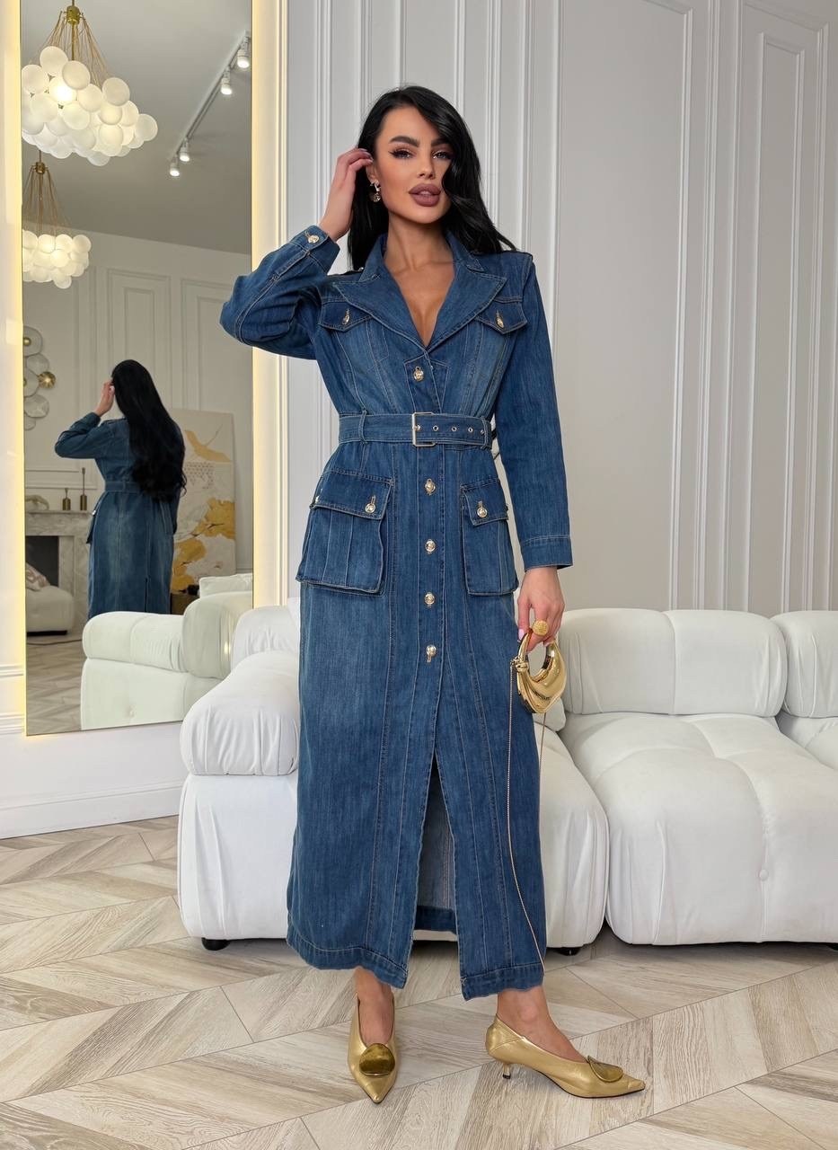 джинсовое платье женское,джинсовое платье,джинсовое платье-рубашка длины миди,джинсовое платье 2025,джинсовое платье рубашка