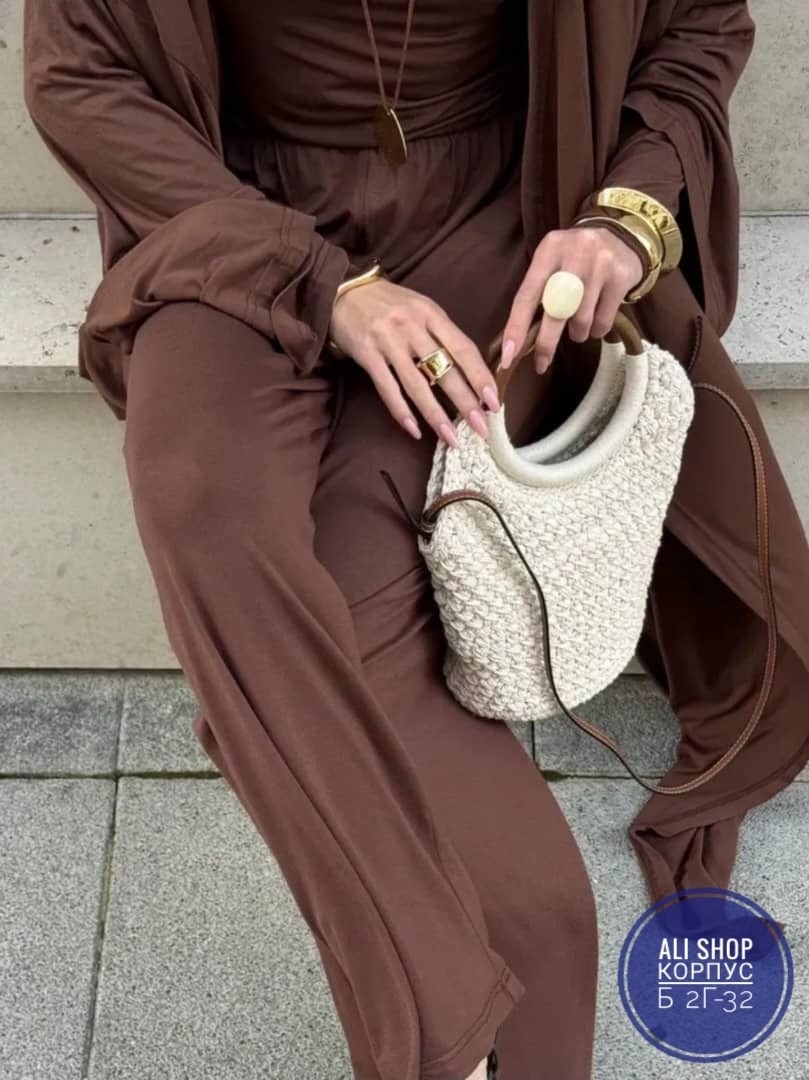 костюм тройка брючный с топом из вискозы легкий летний sensuluxe 422451853,стильные костюмы,костюм с брюками палаццо,костюм женский,костюм с брюками