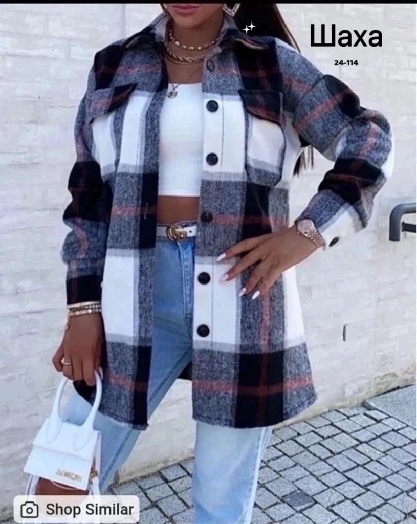 пальто в клетку,рубашка женская в клетку утепленная,теплая рубашка,рубашка женская,модная рубашка