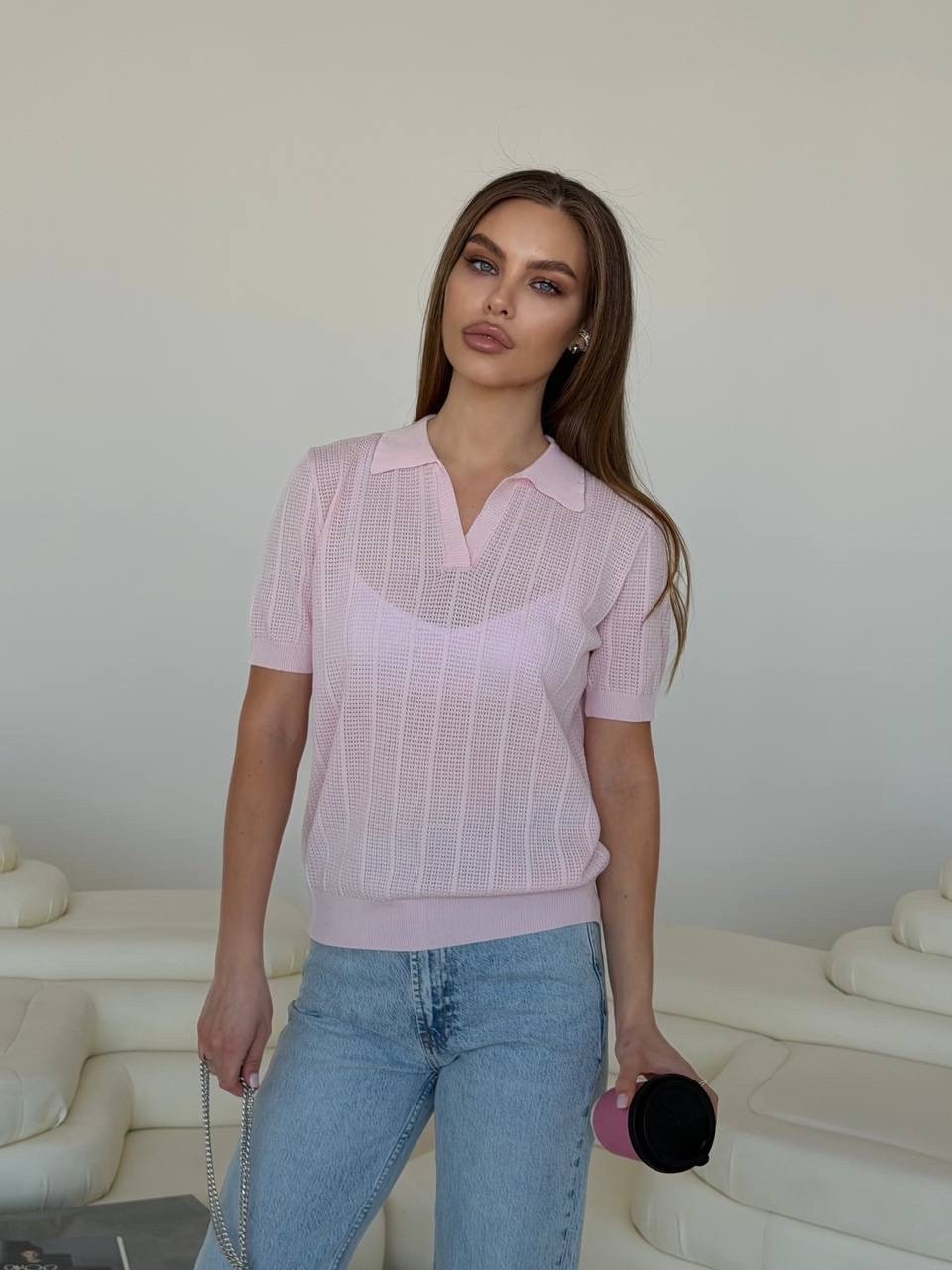 женская кофта,кофта поло,женская трикотажная кофта,кофточка,розовая кофта