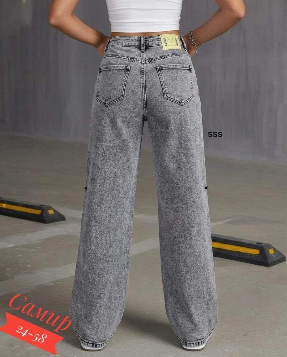 женские рваные серые джинсы палаццо,джинсы женские,широкие женские джинсы,джинсы широкие,женские джинсы трубы