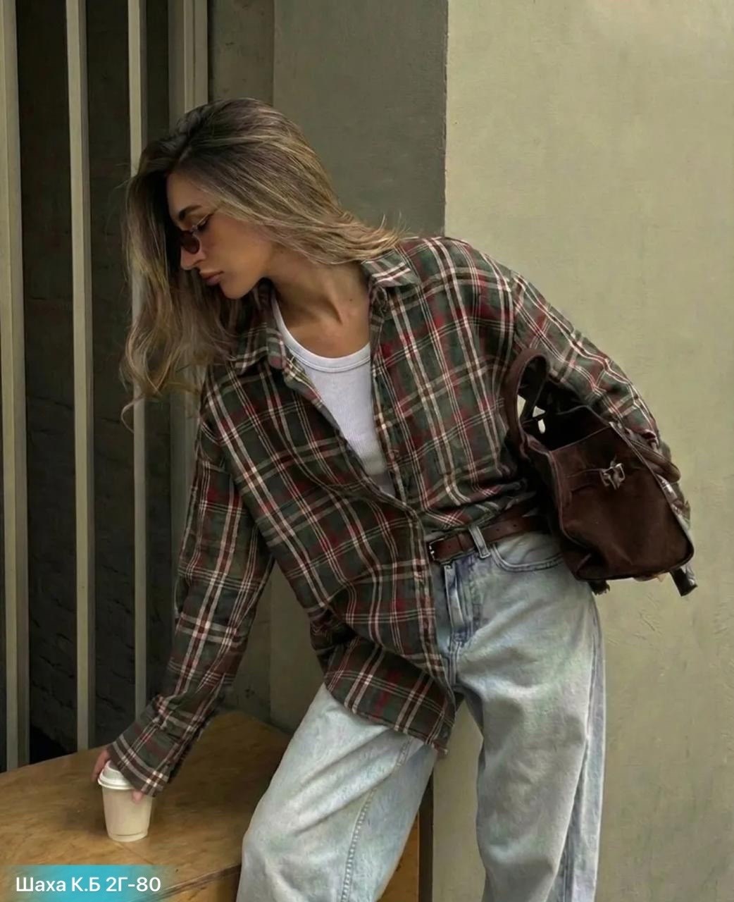 рубашка оверсайз в клетку хлопковая monolog,рубашка в клетку женская,рубашка в клетку,рубашка в клетку оверсайз,рубашка в клетку оверсайз ease house