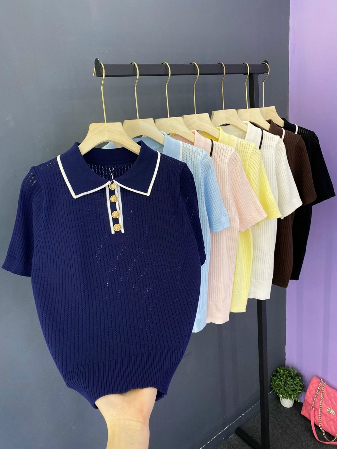 кофточки,кофта женская,кофточка на замке,вязаная футболка поло на пуговицах kosheleva 365142408,кофта поло с пуговицей