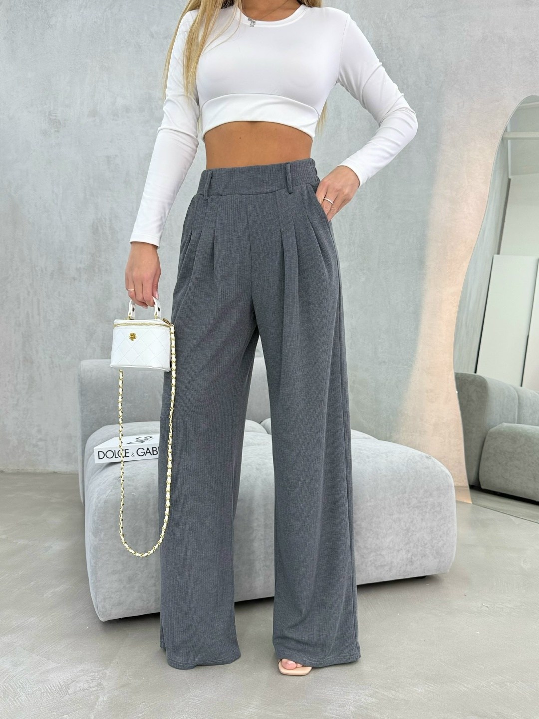 брюки палаццо kiazo размер 42 серый,серые брюки палаццо,брюки палаццо светло-серые,женские брюки палаццо теплые серые,брюки палаццо