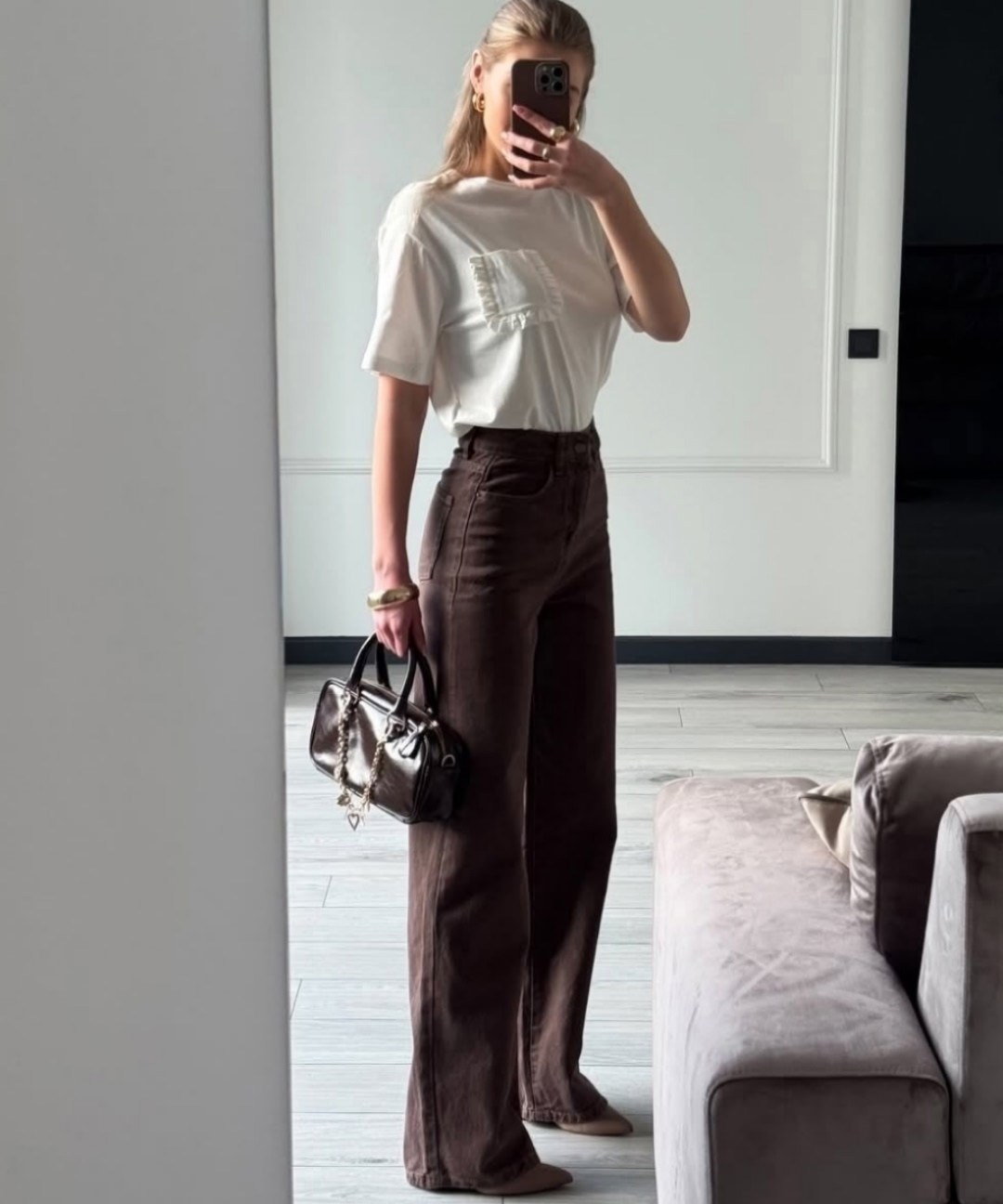 коричневые джинсы широкие,коричневые джинсы,коричневые джинсы женские широкие,коричневые джинсы женские,летние женские коричневые джинсы с высокой талией