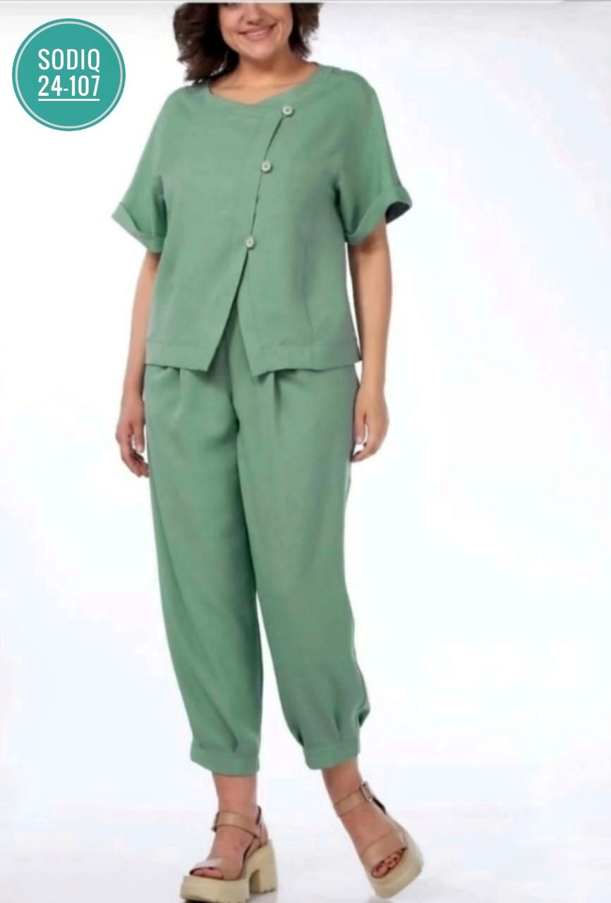 брючный костюм michel chic 1337/1 мохито,летние костюмы женские,летний брючный костюм,костюм michel chic арт 1337 корич,женские брючные костюмы