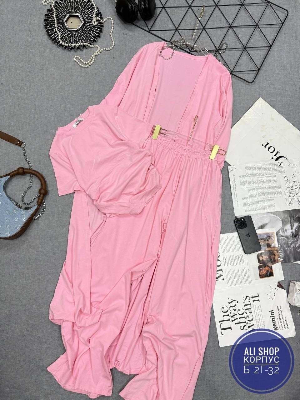 костюм тройка брючный с топом из вискозы легкий летний sensuluxe 422451853,стильные костюмы,костюм с брюками палаццо,костюм женский,костюм с брюками