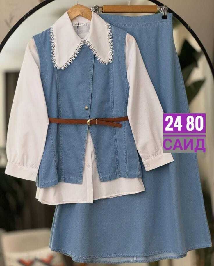 джинсовые костюмы,комплект одежды для девочек,джинсовая одежда,жилет джинсовый,стильные наряды