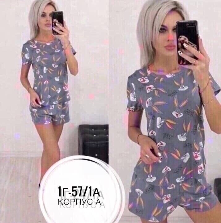 пижама кролик,пижама женская темно-серая,пижама,домашняя одежда - пижама багз банни арт. 10530736,пижама домашний одежда