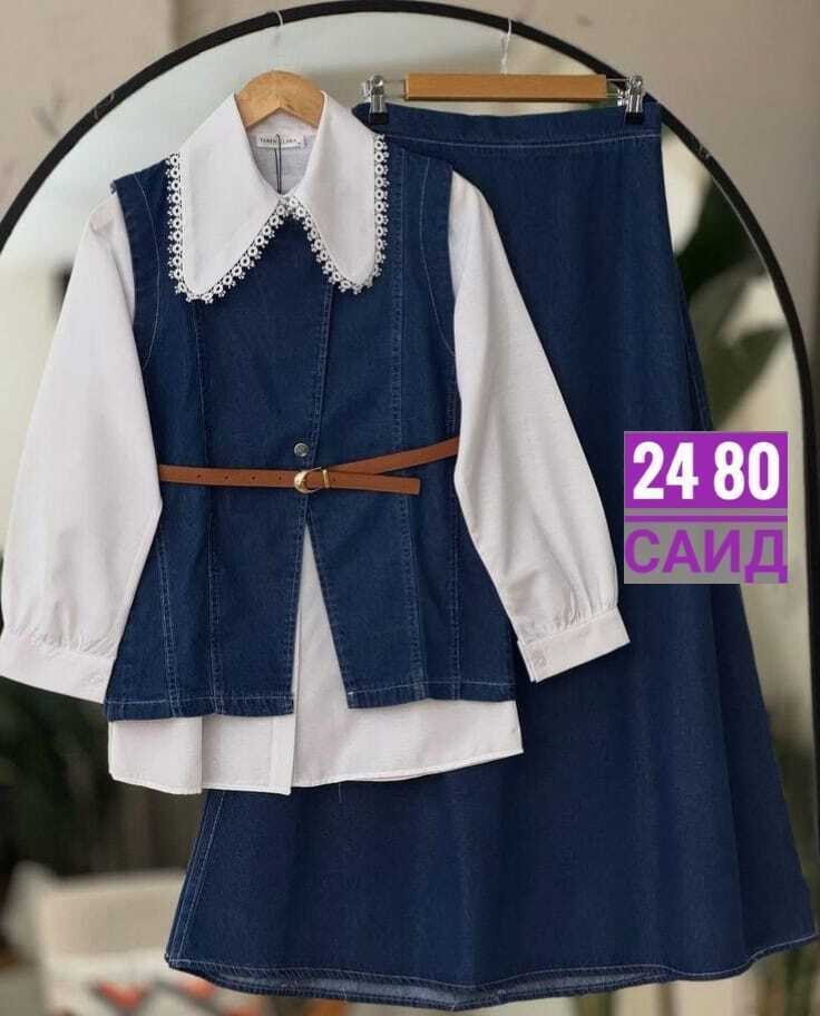джинсовые костюмы,комплект одежды для девочек,джинсовая одежда,жилет джинсовый,стильные наряды