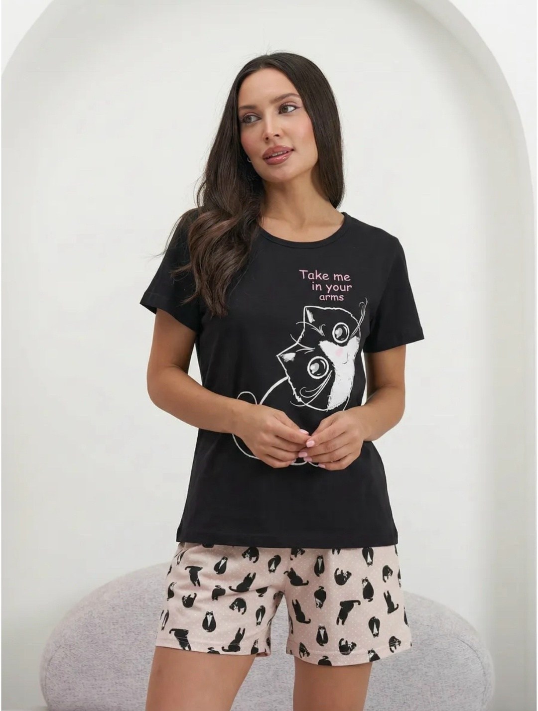 пижама женская с шортам,пижама женская,пижама черный,пижама с шортами,пижама одежда для дома