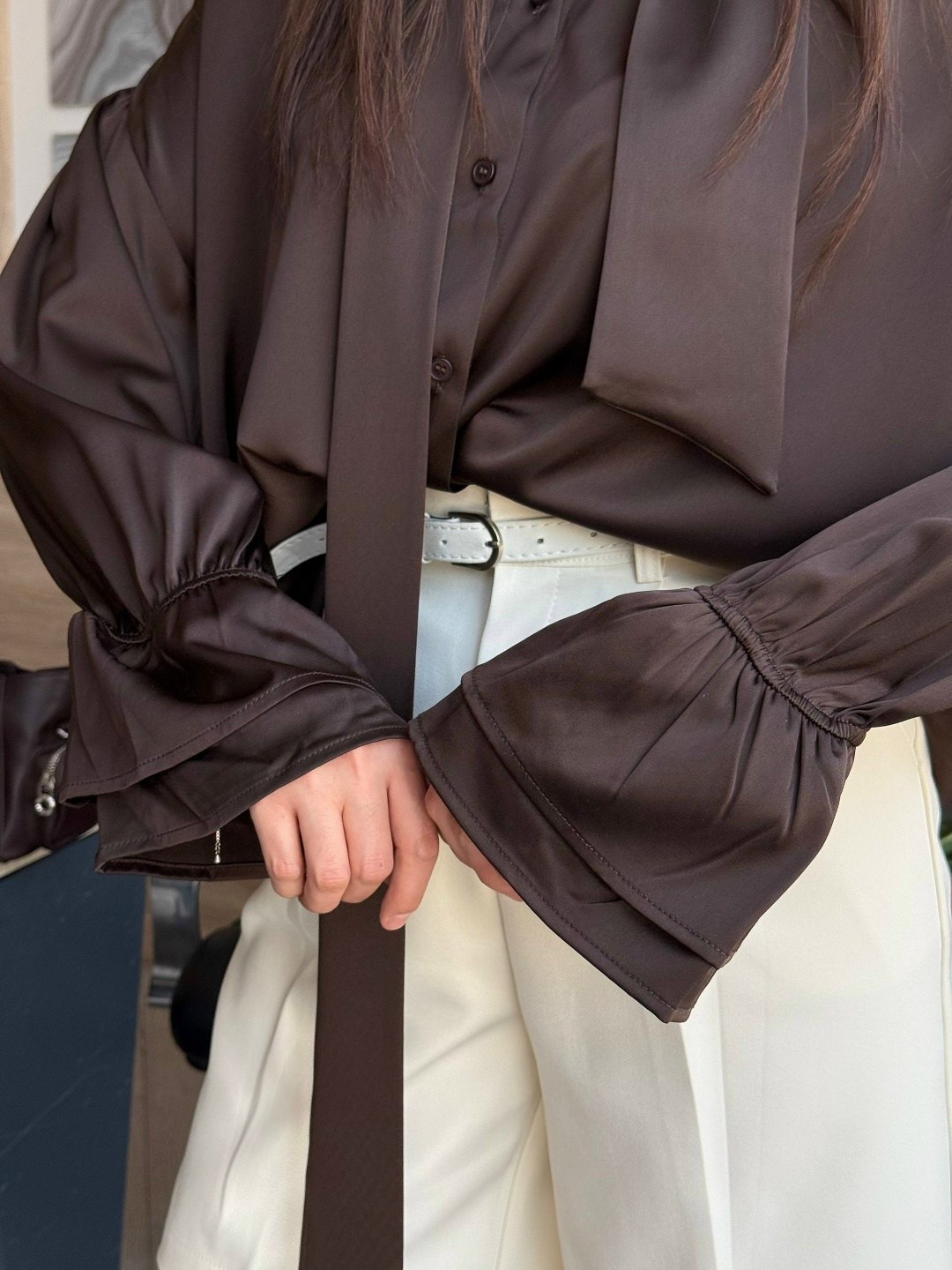 оверсайз блузка,рубашка оверсайз с воланом emberens 303759091,рубашка женская,женская стильная рубашка оверсайз,блуза