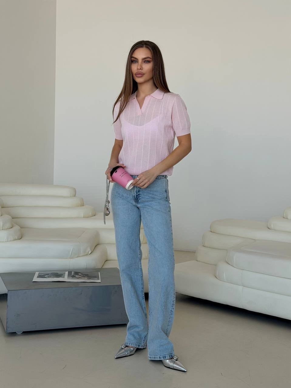 женская кофта,кофта поло,женская трикотажная кофта,кофточка,розовая кофта