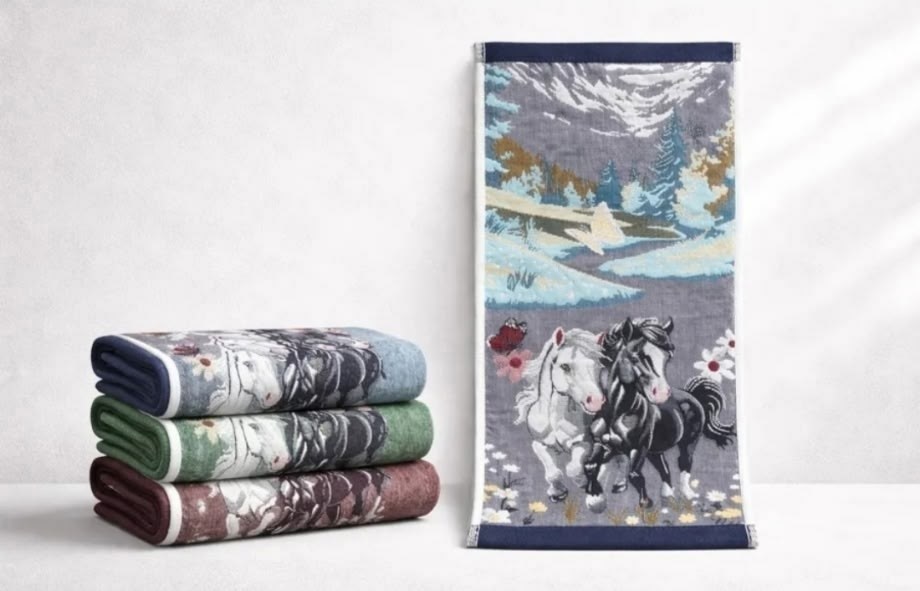 полотенца "символ года" 100% хлопок махровая фактура 50х90 см,полотенце стеганое банное женское,полотенца с лошадью набор подарочный новый год 2026 kse-ni,полотенца с лошадью набор подарочный новый го