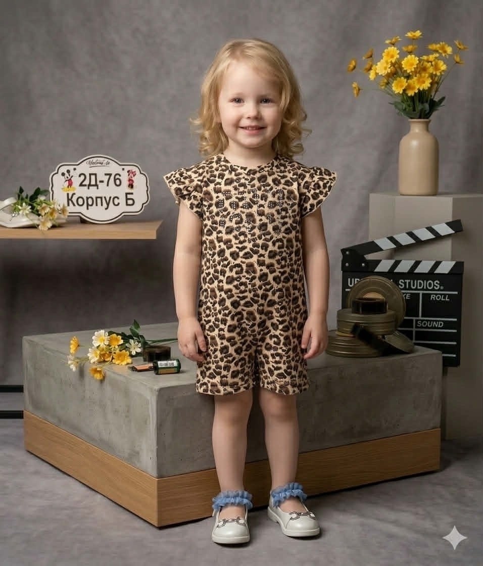 летние комбинезоны,одежда для девочки,одежда для новорожденного,детский трикотаж,леопардовый комбинезон для девочки