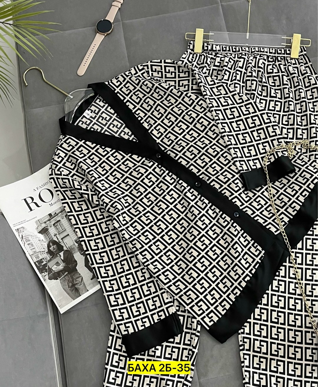 пижама атласная шелк женская штаны + рубашка в стиле фенди,комплект пижама,стильная пижама,пижама,пижама fendi