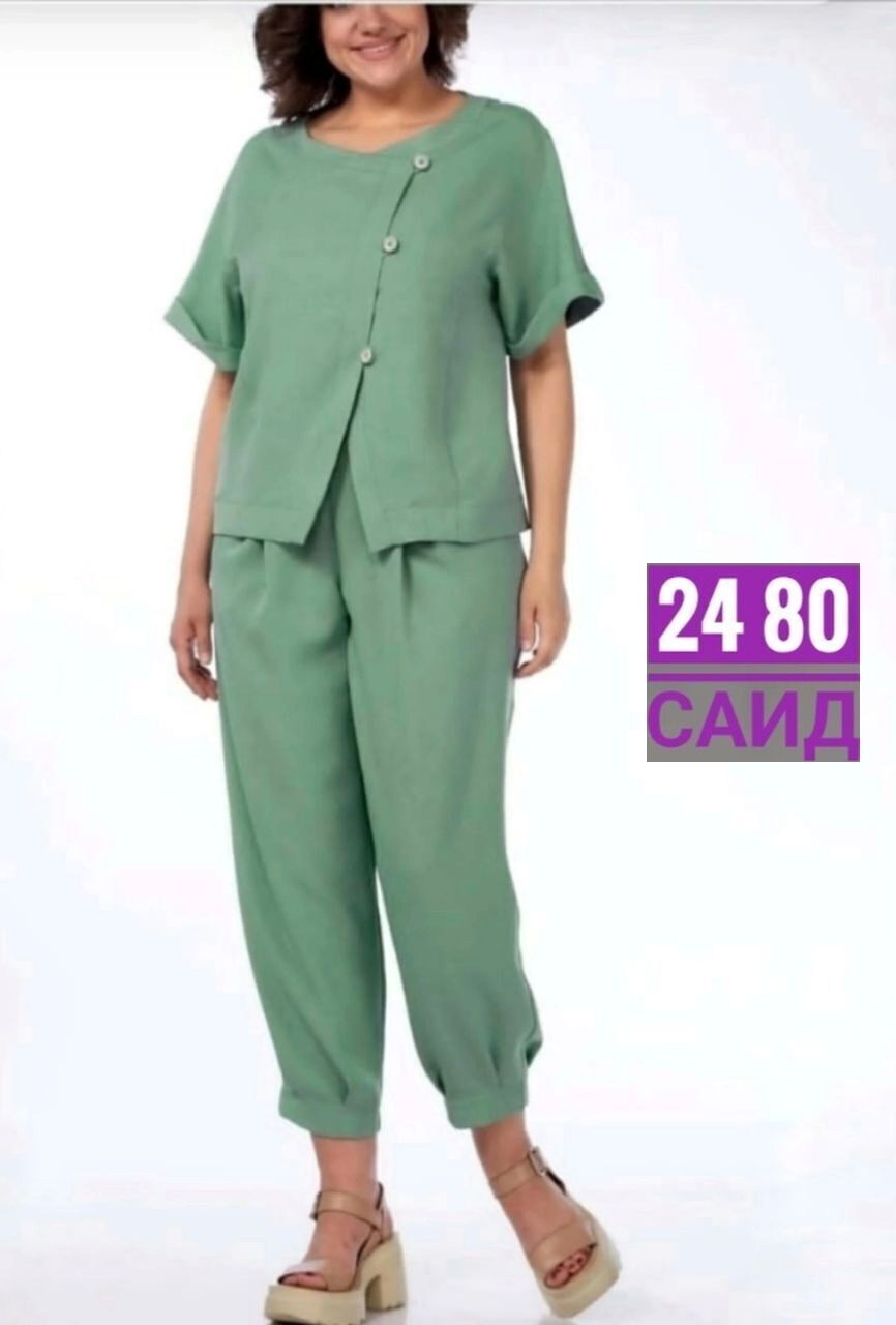 брючный костюм michel chic 1337/1 мохито,летний брючный костюм,летние костюмы женские,брючный костюм michel chic 1337 зеленый,женские брючные костюмы