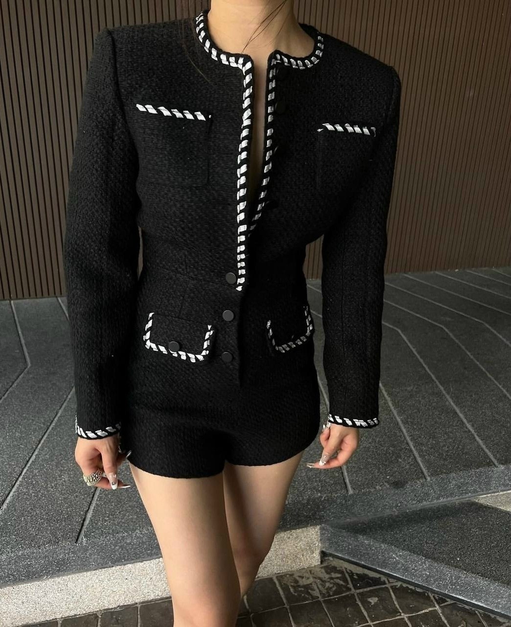 женский твидовый костюм,женский твидовый комплект из двух предметов короткий пиджак и платье в корейском стиле,пиджак твидовый,женский твидовый пиджак с длинным рукавом,женский твидовый пиджак