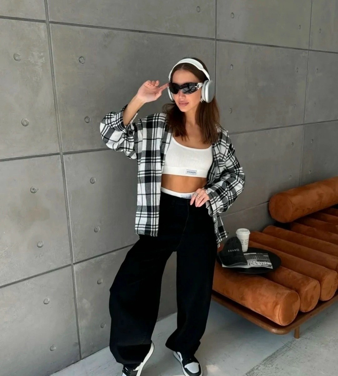 джинсы брюки,джинсы багги,широкие джинсы,рубашка в клетку оверсайз thirteen brand,женские джинсы