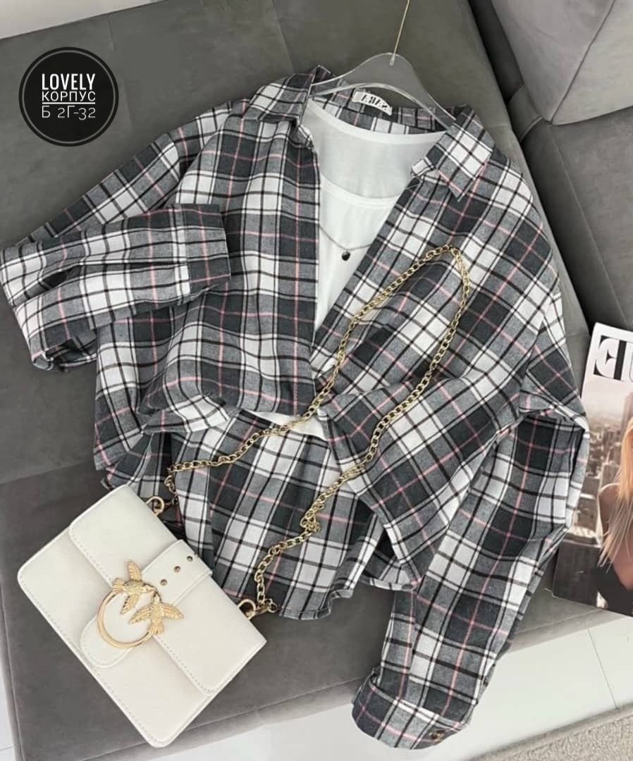 рубашка в клетку с майкой beststyle,рубашка beststyle в клетку,женская рубашка в клетку,рубашка женская в клетку оверсайз,рубашка в клетку