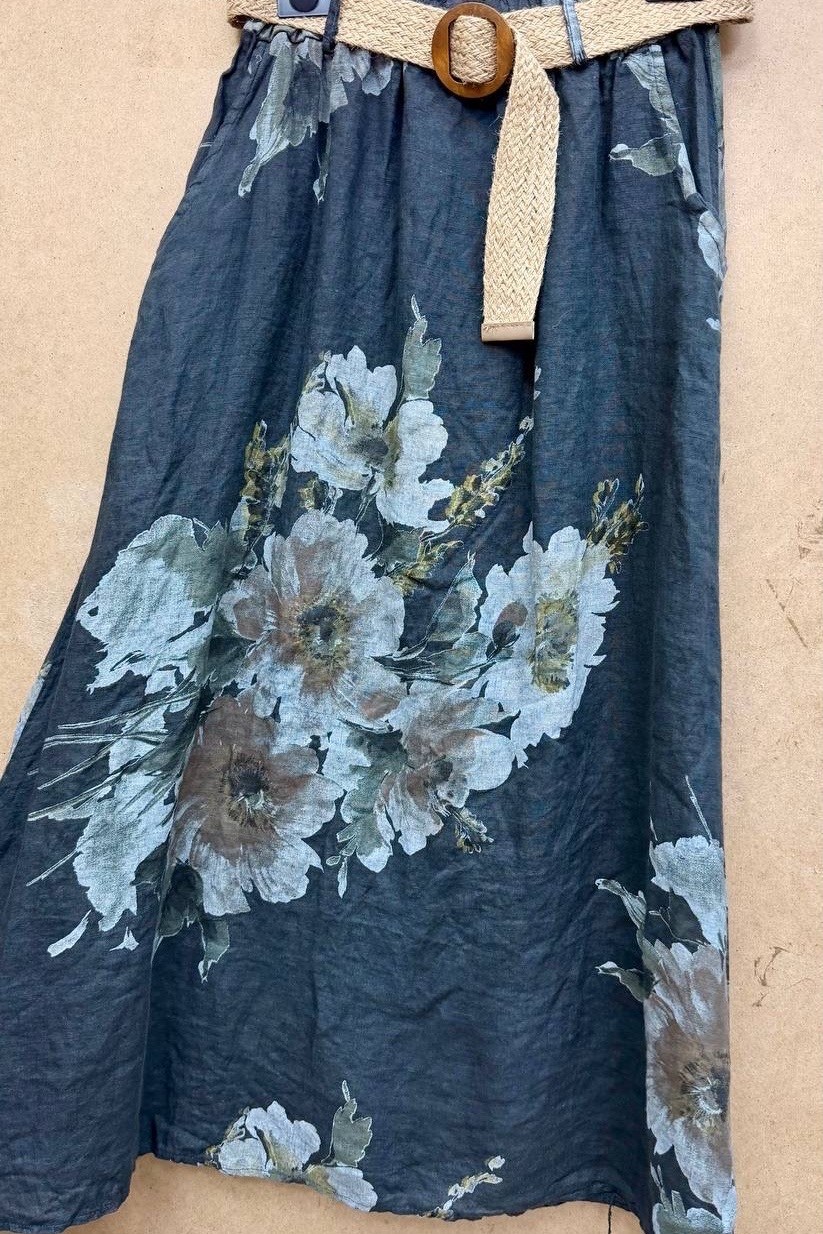 юбка с цветочным принтом,юбка с цветами,льняная юбка,юбка,юбка стильная