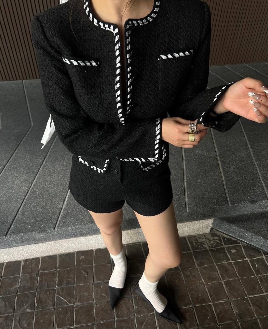 женский твидовый костюм,женский твидовый комплект из двух предметов короткий пиджак и платье в корейском стиле,пиджак твидовый,женский твидовый пиджак с длинным рукавом,женский твидовый пиджак