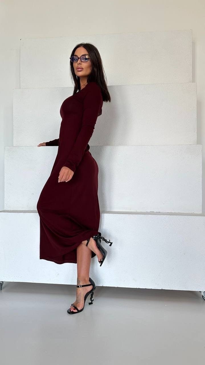 платье miu,трикотажное платье,платье бордовое,платье миди,платье