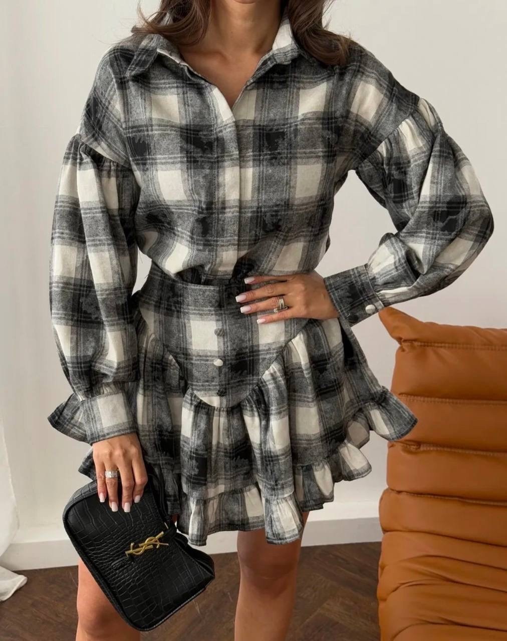 костюм с рубашкой и юбкой в клетку,костюм рубашка с юбкой,костюм с юбкой в клетку,костюм с юбкой,платье в клетку