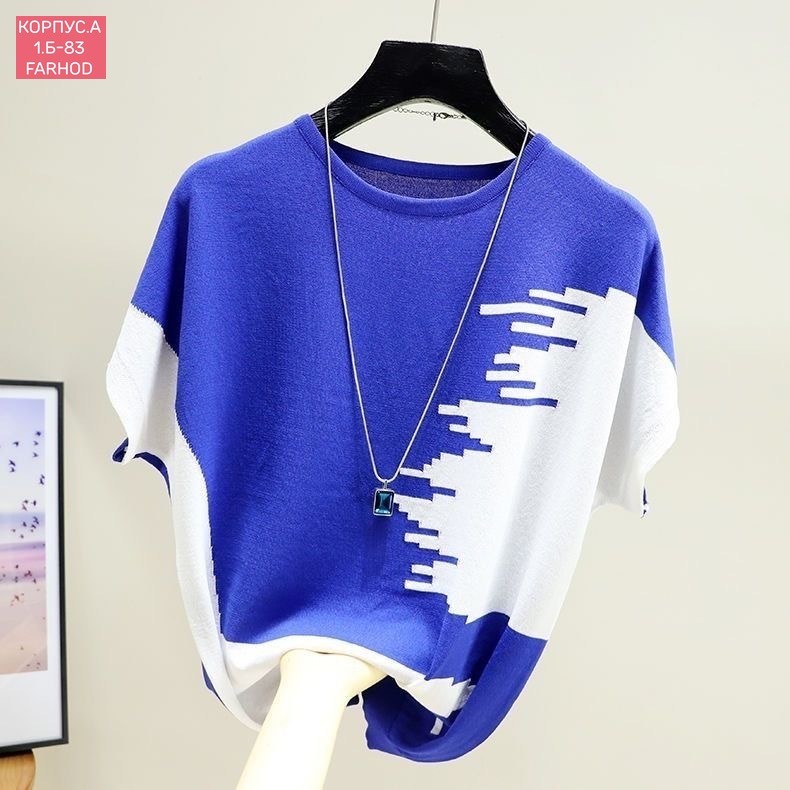 джемпер с круглым вырезом,джемпер с короткий рукавом,модные свитера,джемпер жен,джемпер с коротким рукавом женский