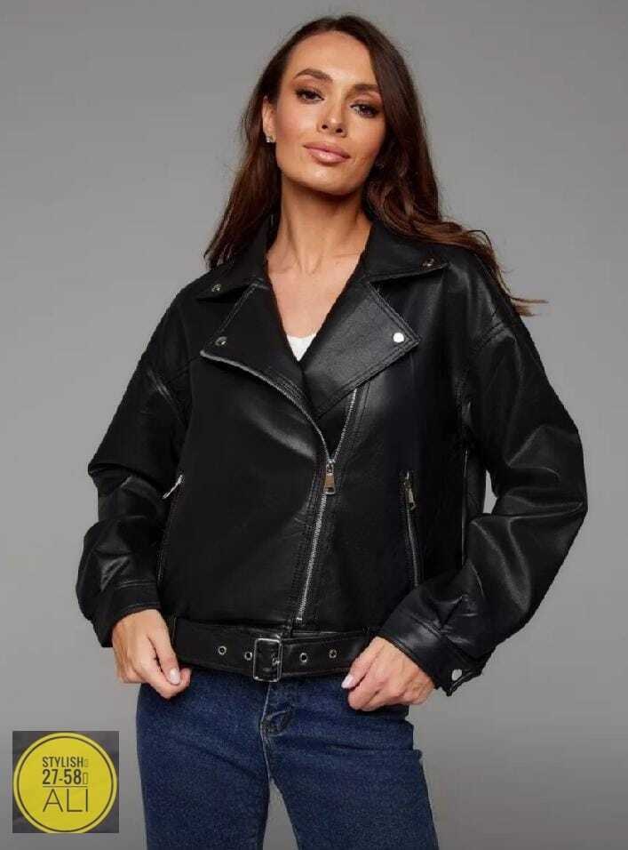женская короткая байкерская куртка из мягкой искусственной кожи,женская байкерская куртка из искусственной кожи,женская куртка из искусственной кожи,куртка кожаная,женская кожаная куртка