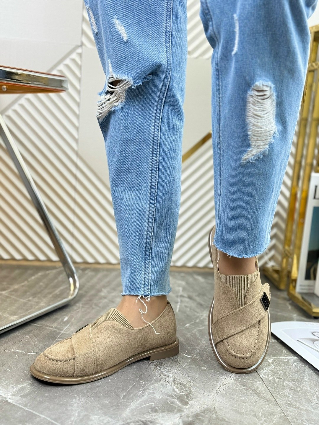 бежевые лоферы,лоферы женские,,женские замшевые лоферы,лоферы замшевый