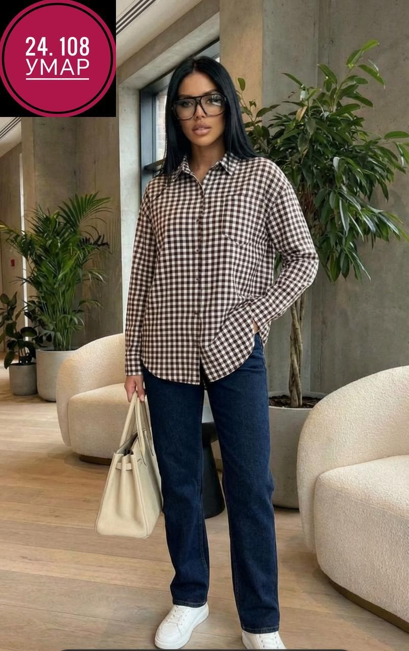 женская рубашка оверсайз клетка,рубашка в клетку женская,рубашка оверсайз в клетку,женская клетчатая рубашка из полиэстера,рубашка в клетку