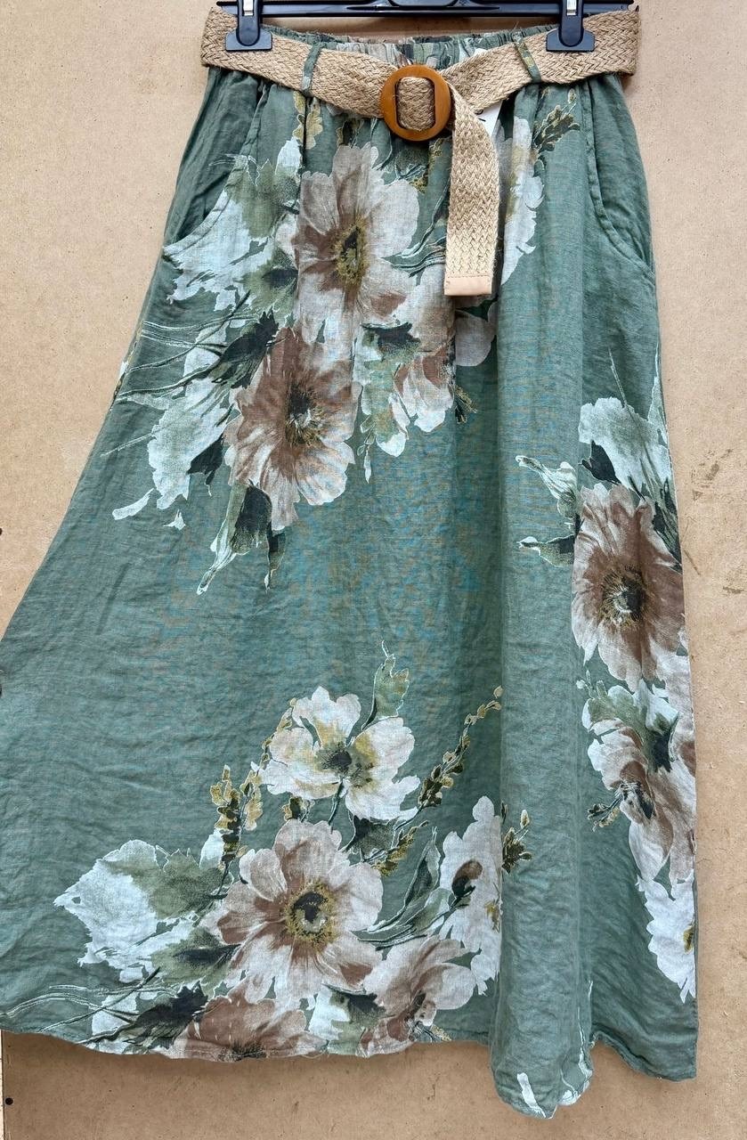 юбка с цветами,льняная юбка,юбка стильная,юбка,юбка с цветочным принтом