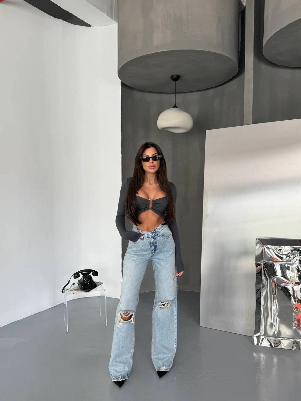 рваные джинсы,джинсы широкие,женские джинсы,джинсы широкие женские,джинсы прямые палаццо рваные sena denim