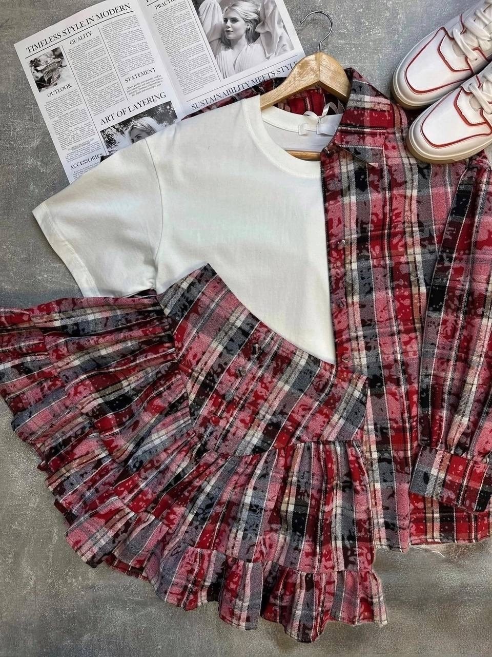 костюм с рубашкой и юбкой в клетку,костюм рубашка с юбкой,костюм с юбкой в клетку,костюм с юбкой,платье в клетку