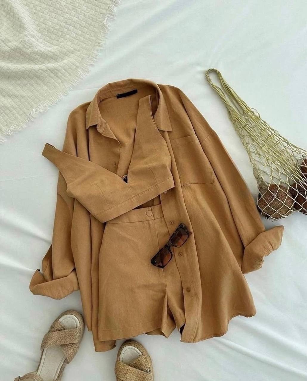 костюм льняной женский,костюм тройка женский летний,костюм с шортами льняной,летние костюмы,костюм женский летний с шортами и рубашкой