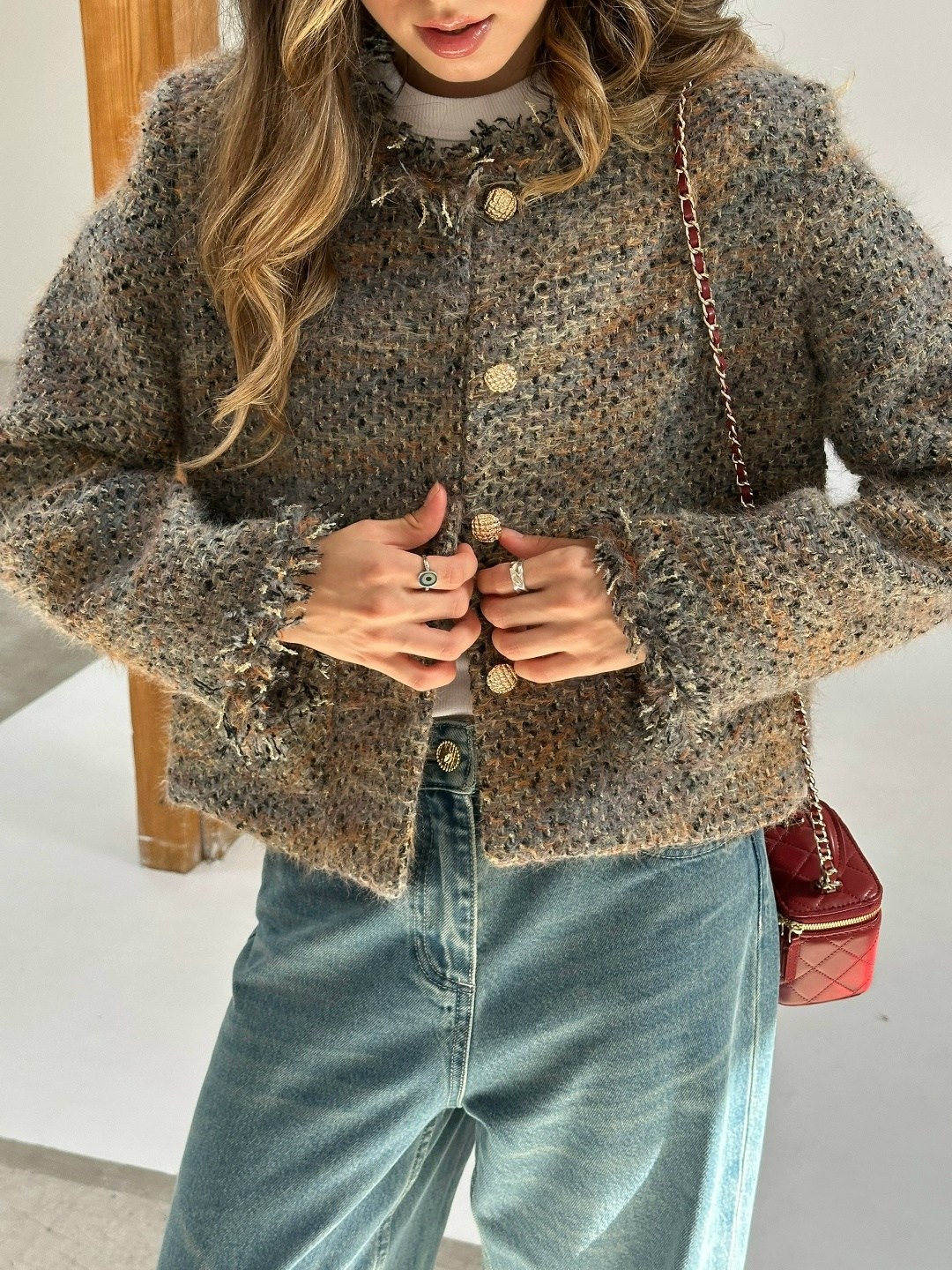 твидовый жакет,твидовый жакет chanel,трендовый нишевый высококачественный твидовый шерстяной пиджак unxx для женщин,жакет,твидовый шерстяной пиджак для женщин