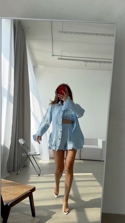 костюм с шортами и рубашкой летний,костюм оверсайз рубашка и шорты,костюм шорты и рубашка,женский костюм с шортами,костюм летний льняной joinse