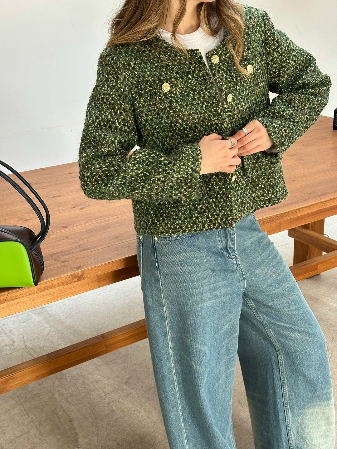 твидовый жакет манго,зеленый женский твидовый жакет на пуговицах,женская твидовая куртка,зеленый твидовый пиджак женский,женский твидовый пиджак daisy
