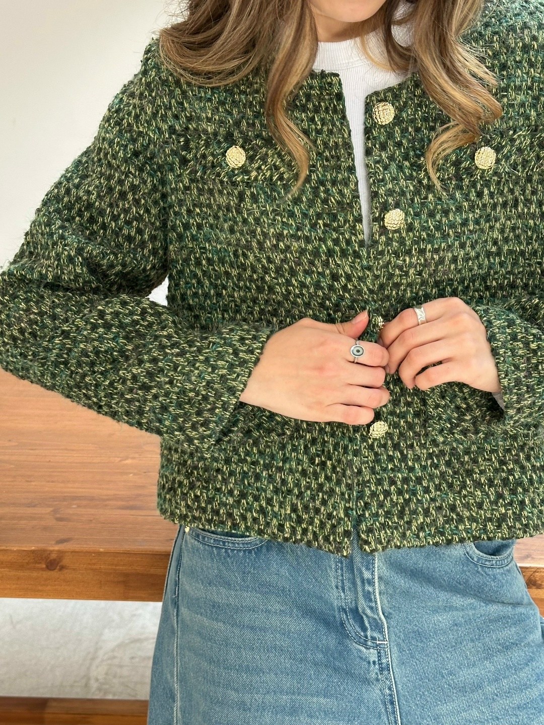 твидовый жакет манго,зеленый женский твидовый жакет на пуговицах,женская твидовая куртка,зеленый твидовый пиджак женский,женский твидовый пиджак daisy