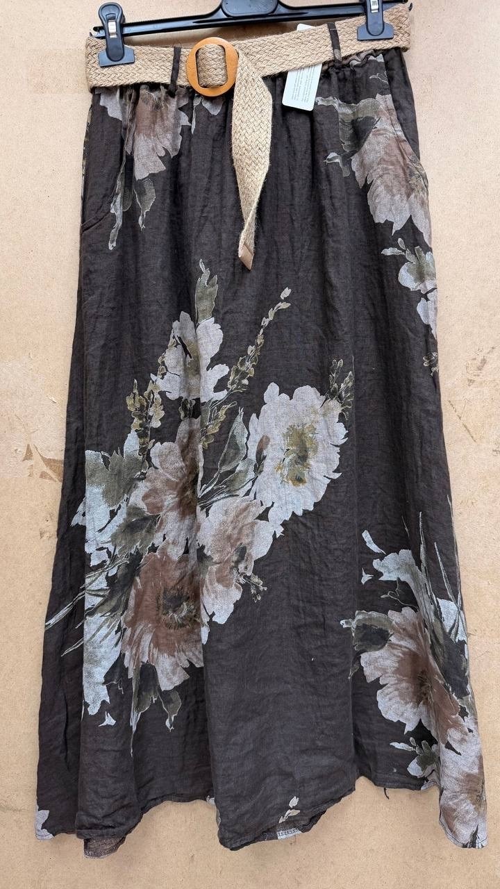 юбка с цветами,льняная юбка,юбка стильная,юбка,юбка с цветочным принтом