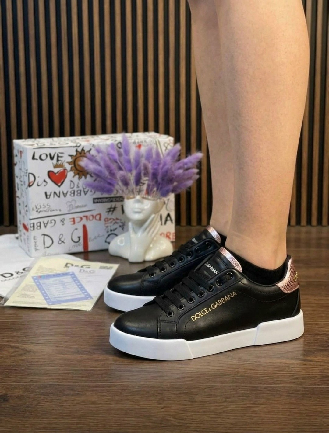 черные женские кожаные кроссовки с логотипом portofino dolce&gabbana,кроссовки dolce&gabbana,кроссовки dolce gabbana женские,,кожаные кеды portofino dolce & gabbana