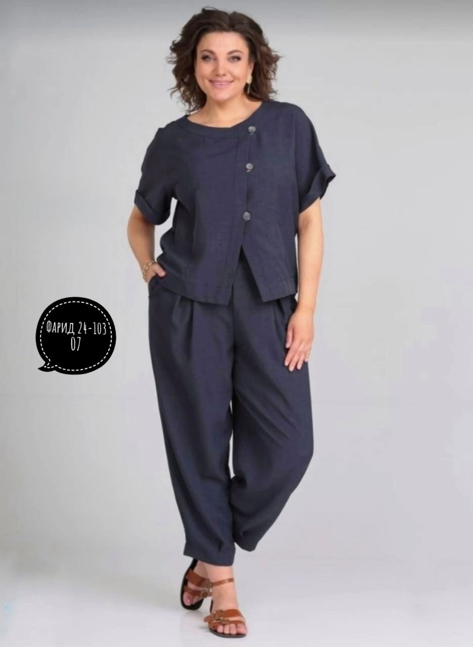 брючный костюм michel chic 1337/1 мохито,летний брючный костюм,летние костюмы женские,брючный костюм michel chic 1337,брючный костюм из льна женский