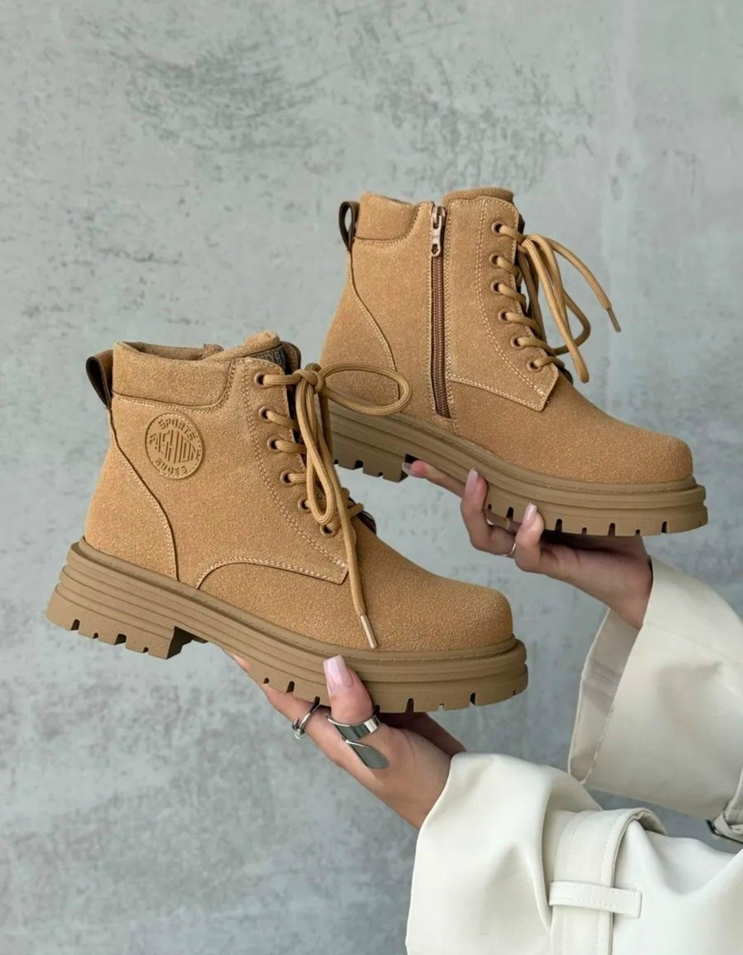 рандеву бежевые замшевые ботинки,,женские ботинки,ботинки,ботинки из натуральной замши