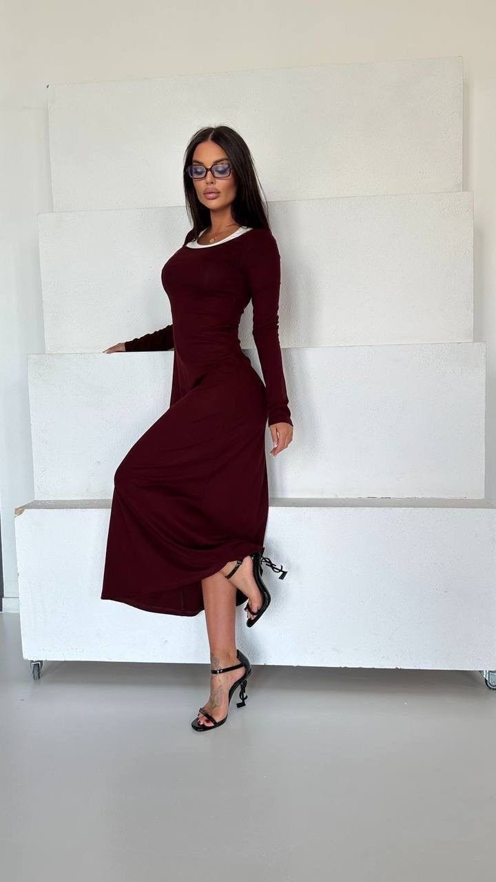 платье miu,трикотажное платье,платье бордовое,платье миди,платье